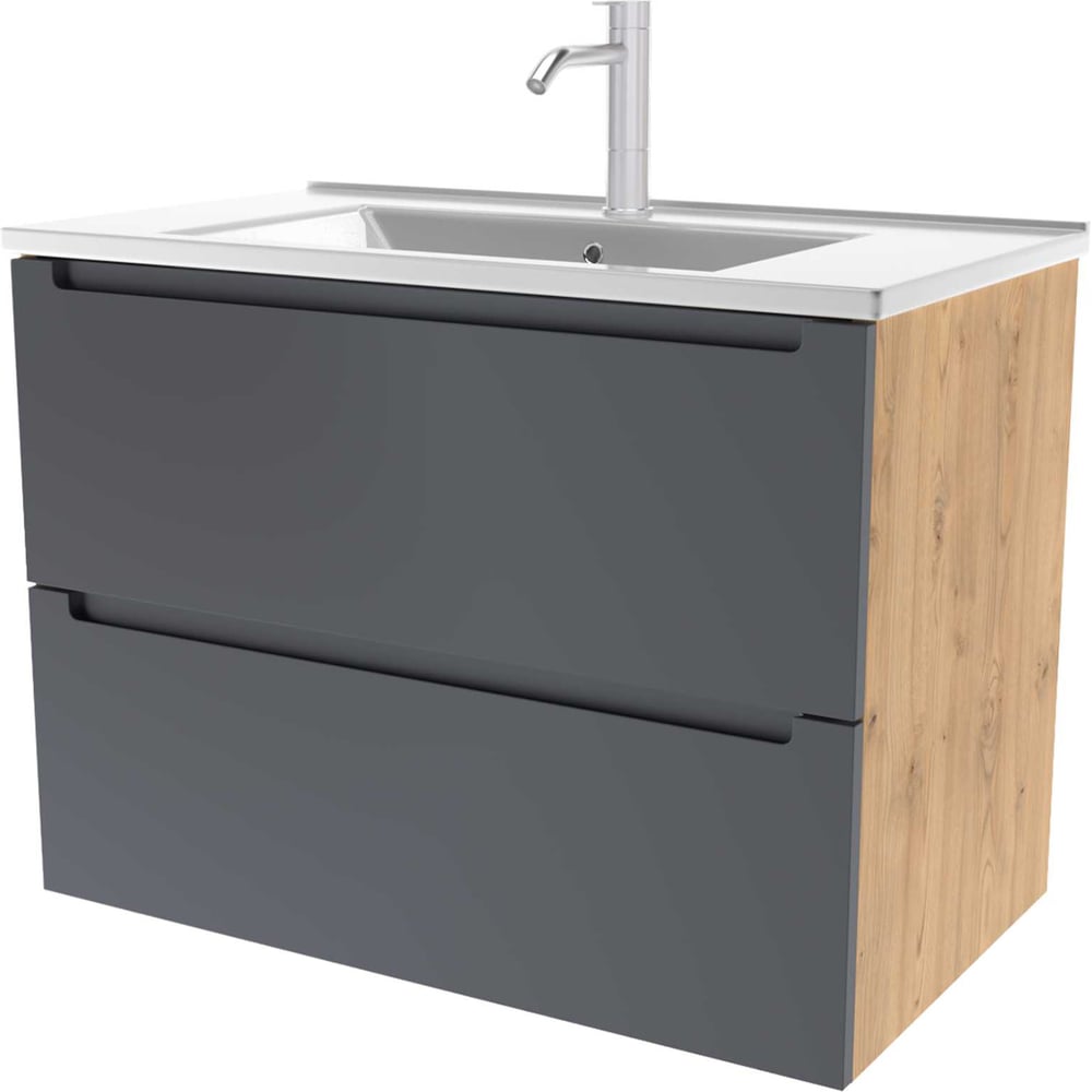 Изображение товара Тумба под раковину ЗОВ Дион 60 Графит мат-Дуб D60GD