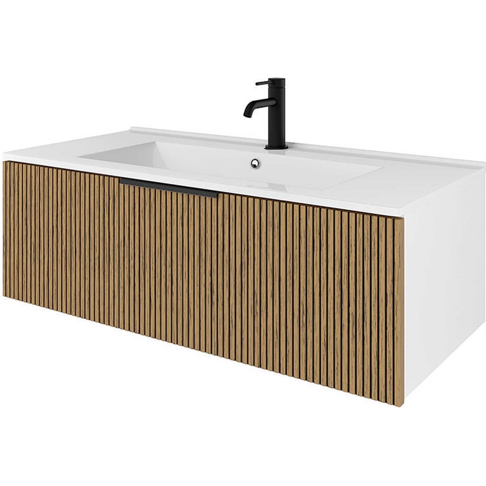 Изображение товара Подвесная тумба ЗОВ Кито 100 белая с тростником под раковину