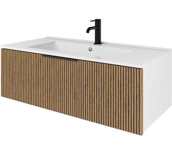 Изображение товара Подвесная тумба в ванную ЗОВ под раковину 40697111, Кито 100, цвет Белый-Тростник K100BT