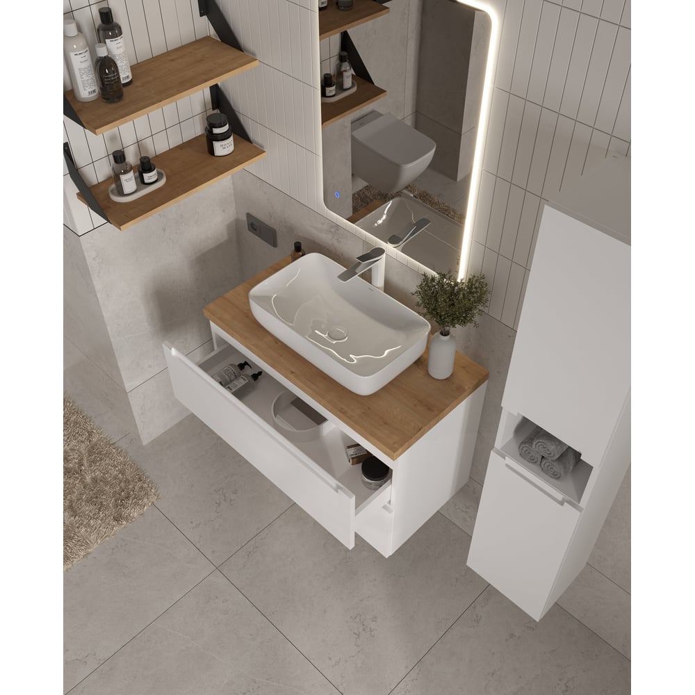 Изображение товара Тумба под раковину ЗОВ Дион 80 белый мат современная мебель для ванной