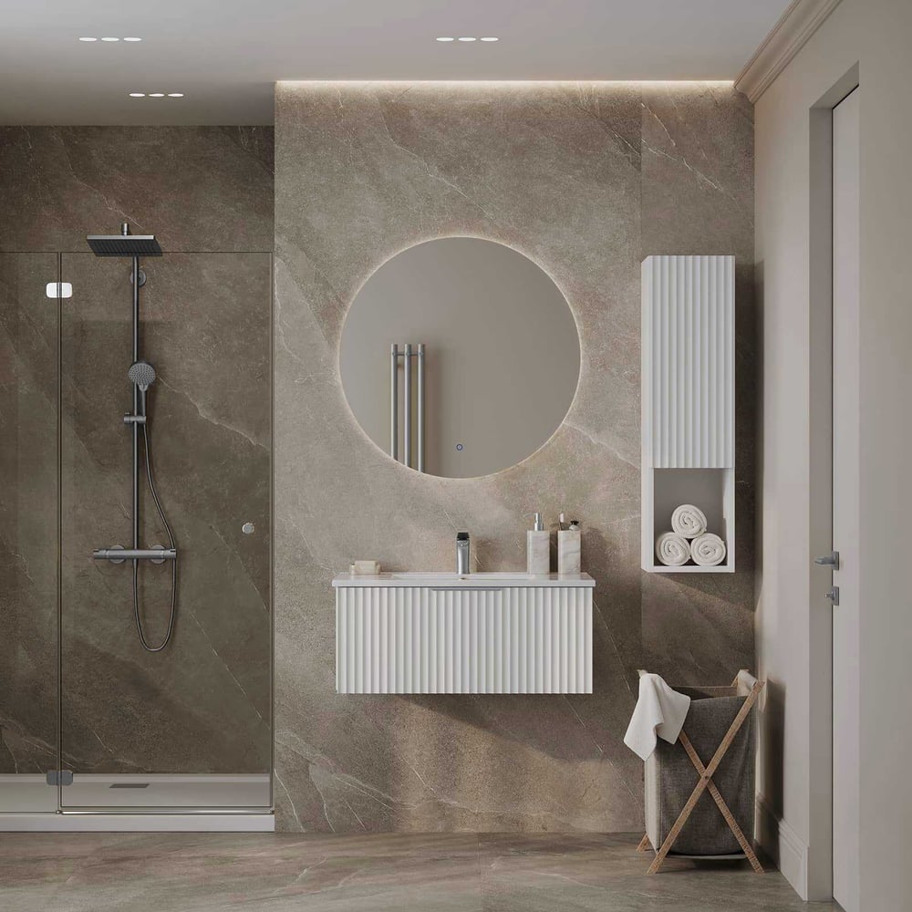 Изображение товара Тумба под раковину-столешницу ЗОВ Кито Флавио 60 белый РЕТ современная подвесная мебель