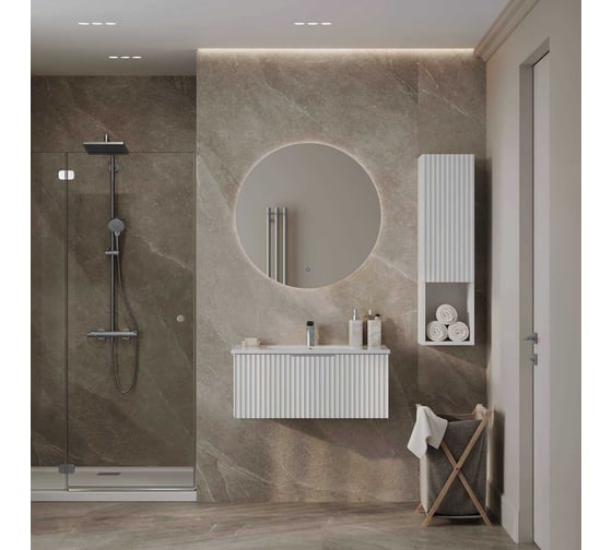 Изображение товара Подвесная тумба для ванной ЗОВ Кито Флавио 60, под раковину 40697405, цвет- Белый РЕТ, K60FB