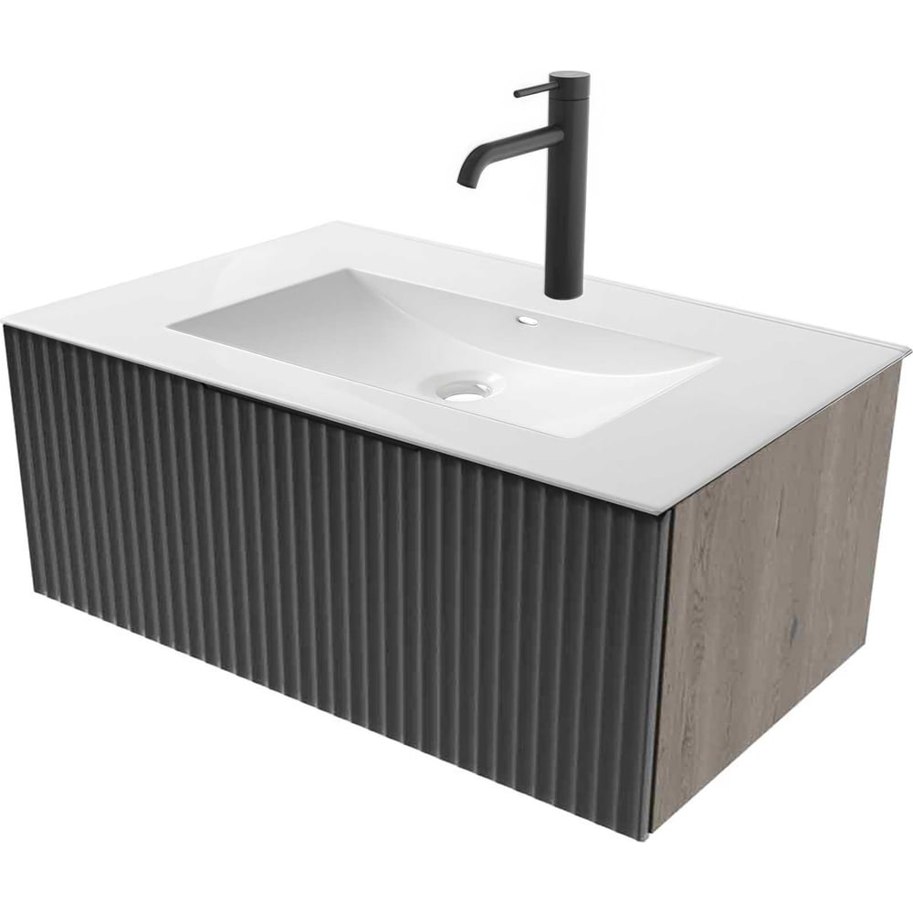 Изображение товара Подвесная тумба для ванной ЗОВ Кито Флавио 100 серо-коричневая с ящиком