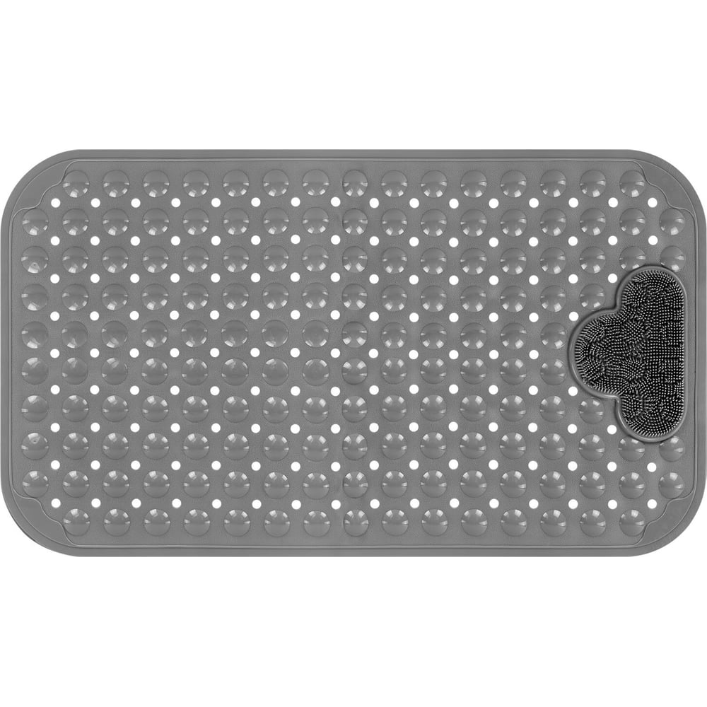 Изображение товара Коврик для ванной противоскользящий PRIMILA с теркой для ступней 70x40см серый, ПВХ, присоски, 700374