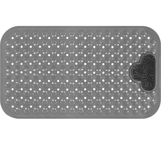 Изображение товара Коврик для ванной противоскользящий PRIMILA с теркой для ступней 70x40см серый, ПВХ, присоски, 700374