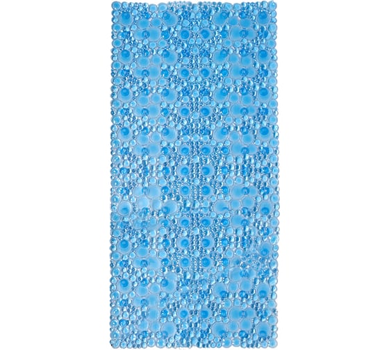 Изображение товара Коврик для ванной противоскользящий PRIMILA 88x40см Пузыри прозрачно-голубой ПВХ присоски, 700365