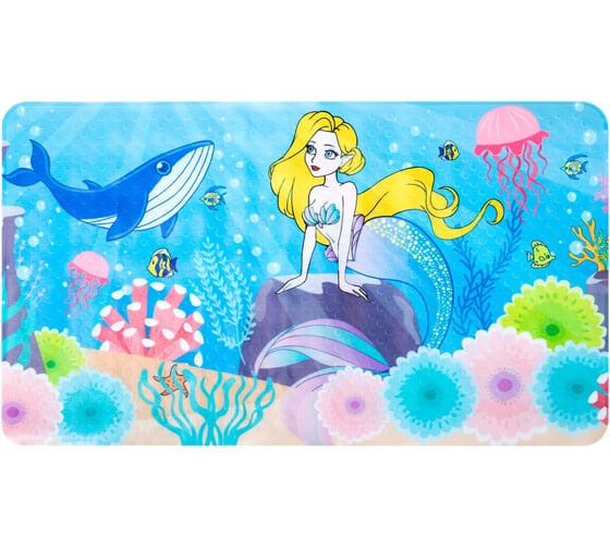 Изображение товара Коврик для ванной противоскользящий PRIMILA 70x40см с печатью Русалка, ПВХ, присоски, 700371