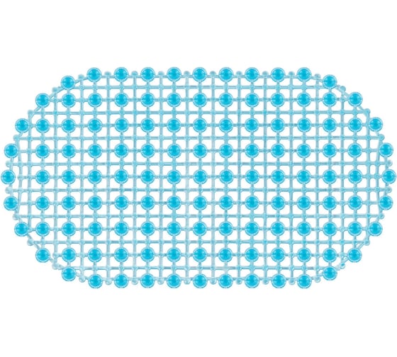 Изображение товара Коврик для ванной противоскользящий PRIMILA 68x39см Молекулы овальный, голубой, ПВХ, 700388