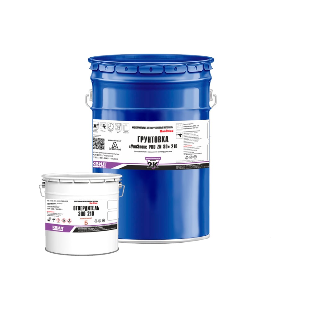 Изображение товара Грунтовка HardMax УниЭпокс PRO ZN 80 210 темно-серая 27 кг для металла и защиты от коррозии