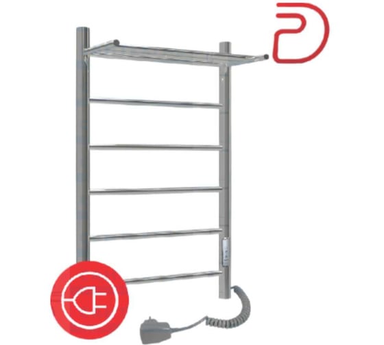 Изображение товара Полотенцесушитель электрический ТЕРМОДИЗАЙН нержвыеющая сталь, TP (лесенка с полк) W=500,H=600 (3 перекладины) ТЕРМО ДИЗАИН TDTP004E