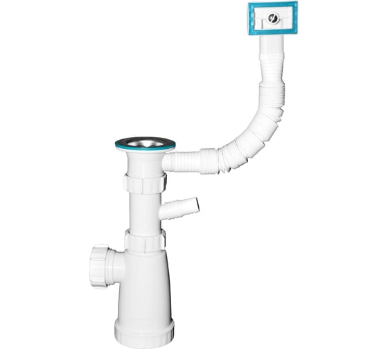 Изображение товара Сифон для умывальников Инкопласт И 1 1/2x40, с отверстием для стиральных машин BS4000W В00В0025712