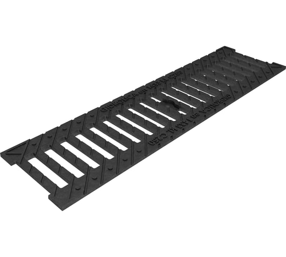 Изображение товара Полимерпесчаный лоток Gidrolica DN100 H65 мм с чугунной щелевой решеткой и крепежом класс С250 703506