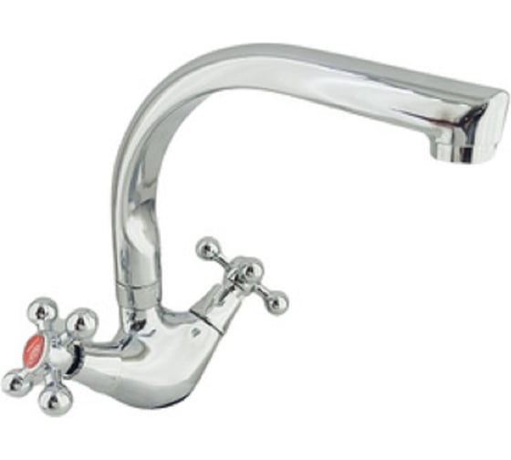 Изображение товара Смеситель для кухни/двухвентильный GRIALE из латуни, крепление на гайке, цвет глянцевый хром DK-4219-742