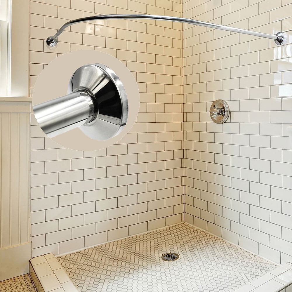 Изображение товара Карниз для ванной угловой GoGo 150х95 см из нержавеющей стали усиленный