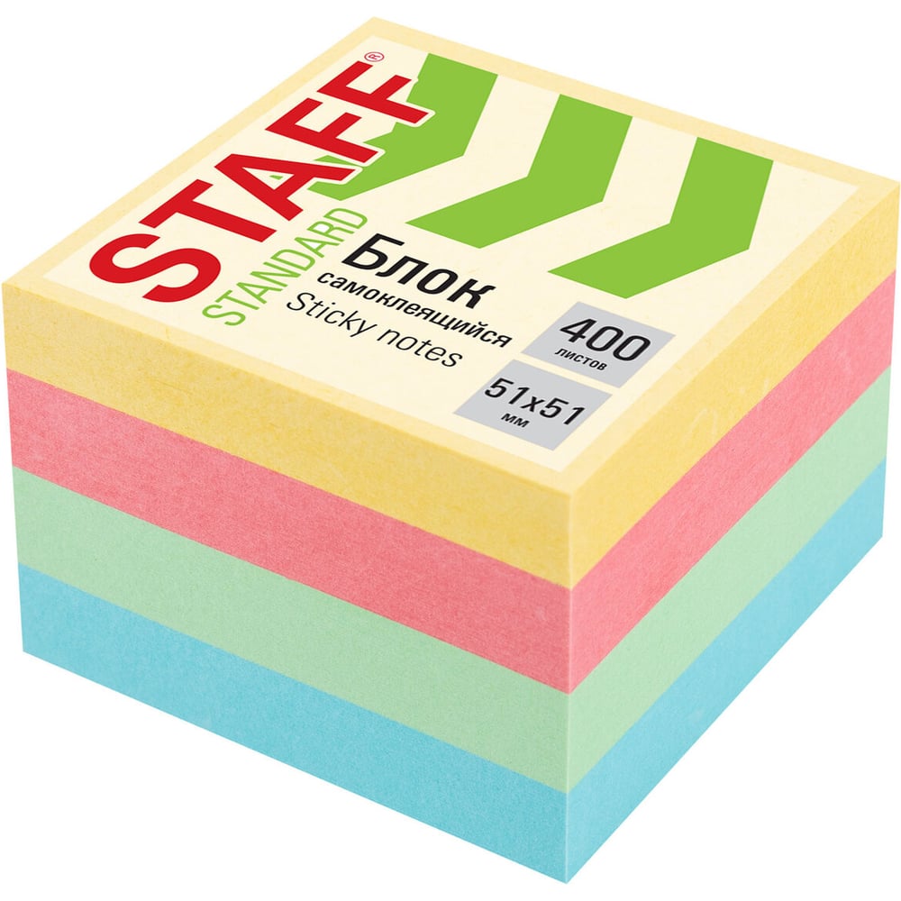 Изображение товара Блок самоклеящихся стикеров STAFF STANDARD 51x51 мм 6 шт пастельные