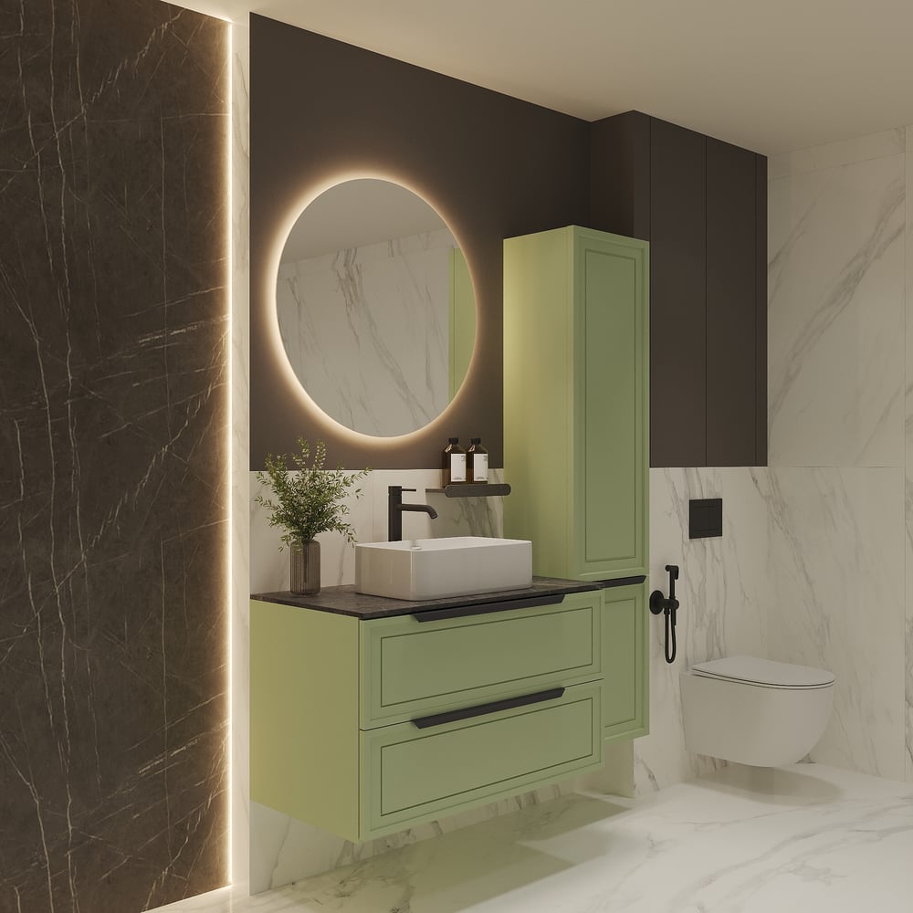 Изображение товара Подвесная тумба в ванную со столешницей ЗОВ Севилья 100 к раковине S100F-KPK