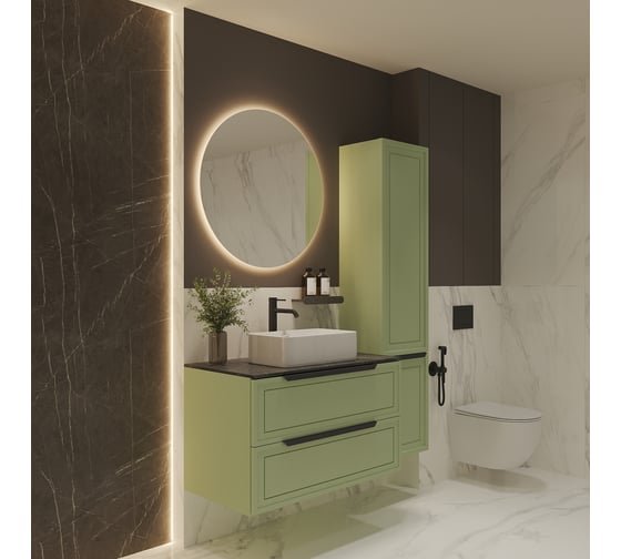 Изображение товара Подвесная тумба в ванную ЗОВ со столешницей Севилья 100, к раковине 40696853, цвет фисташковый, S100F-KPK