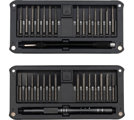 Изображение товара Набор отверток с битами KRANZ RA-02, для точных работ, сталь S2, 30 предметов, KR-12-4752