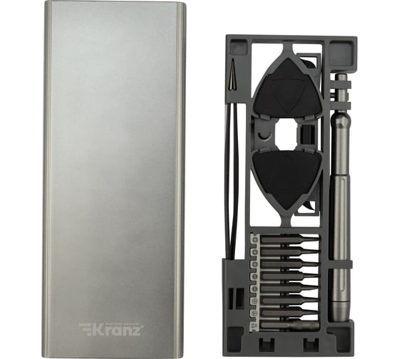 Изображение товара Отвертка с битами для точных работ KRANZ RA-04, сталь S2, 24 предмета KR-12-4754