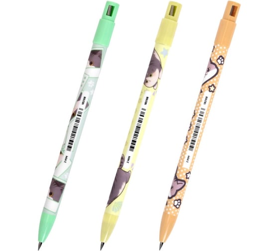 Изображение товара Карандаш механический BRAUBERG 2 мм, с принтом кросс-серия МИЛЫЕ КОТЫ, HB, корпус ассорти, КОМПЛЕКТ 24 ШТ., 182108