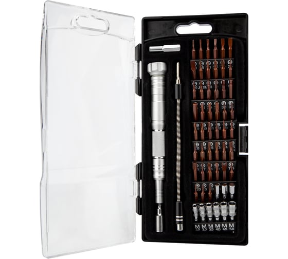 Изображение товара Отвертка с битами для точных работ KRANZ сталь S2, 62 предмета KR-12-4774