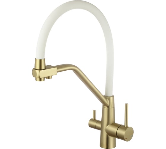 Изображение товара Смеситель для кухни с подключением к фильтру ESKO R-излив золото/белый, арт. K201Gws