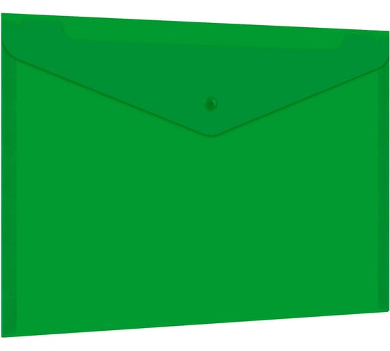 Изображение товара Папка-конверт с кнопкой BRAUBERG UNIVERSAL, прозрачная, А4, КОМПЛЕКТ 12 ШТ., до 100 листов, зеленая, 0,15 мм, 273074