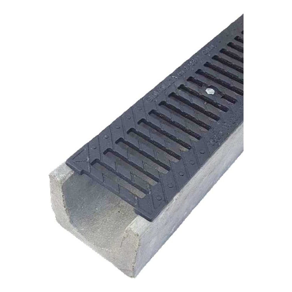 Изображение товара Водоотводный бетонный лоток Gidrolica DN100 с чугунной решеткой