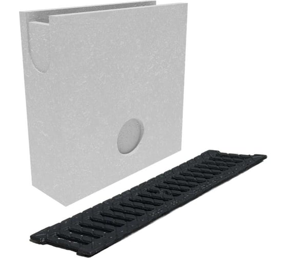 Изображение товара Пескоулавливающий колодец бетонный Gidrolica DN100, H500, односекционный с чугунной щелевой решеткой кл. С250 13039506