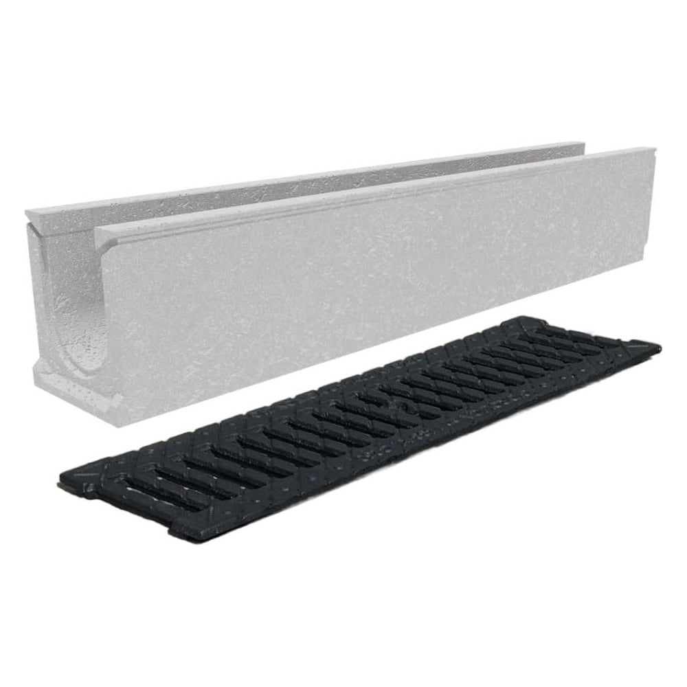 Изображение товара Лоток бетонный Gidrolica DN100 H182 мм с чугунной решеткой и крепежом C250