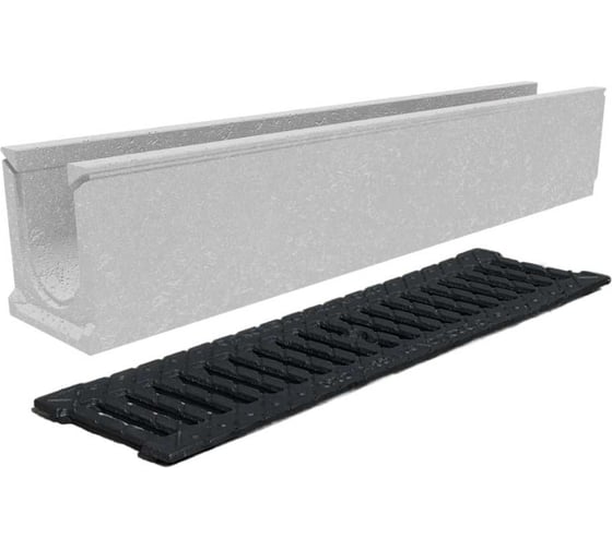 Изображение товара Лоток бетонный Gidrolica DN100 H182 мм с чугунной щелевой решеткой и крепежом C250 13002506