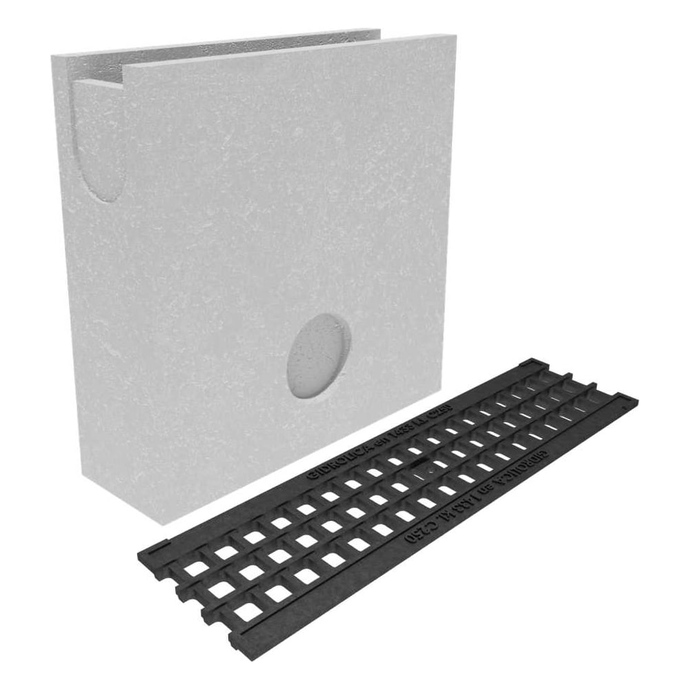 Изображение товара Пескоулавливающий колодец бетонный Gidrolica DN100 H500 односекционный со чугунной решеткой