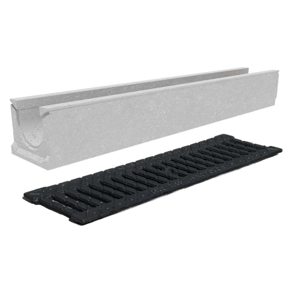 Изображение товара Бетонный лоток Gidrolica DN100 H132 мм с чугунной решеткой и крепежом