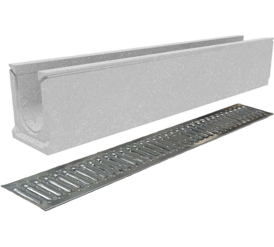 Изображение товара Лоток бетонный Gidrolica DN100 H182 мм со стальной оцинкованной решеткой A15 13002508