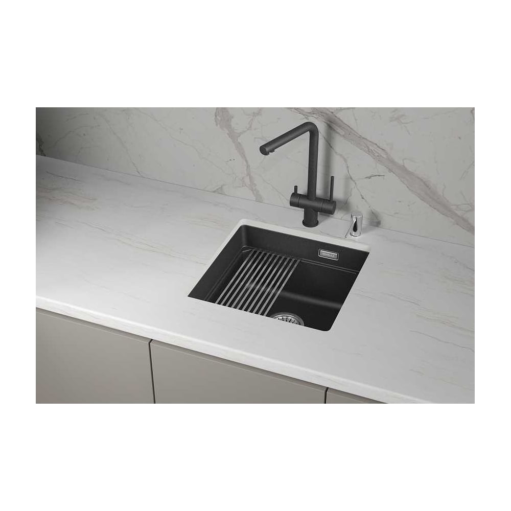 Изображение товара Кухонная мойка Granula KS кварц 4501iU черная интегрированная квадратная