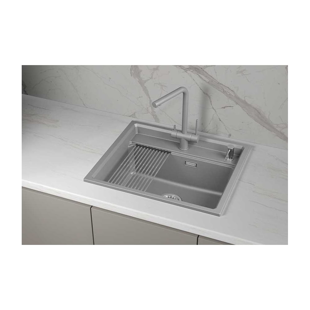 Изображение товара Кухонная мойка кварц 6003i гранула KS прямоугольная матовая алюминий