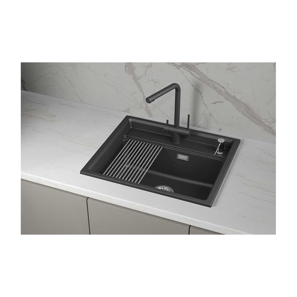 Изображение товара Кухонная мойка Granula KS кварц 6003i черная прямоугольная