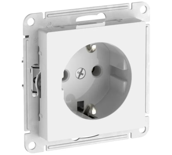 Изображение товара Розетка с заземлением без шторок Systeme Electric ATLASDESIGN, 16 А, мех., быстрозажимная клемма, БЕЛЫЙ ATN000143S