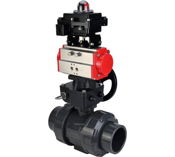 Изображение товара Кран шаровой НПВХ-НПВХ-E-FP-GRM-ISO Дн20 Ру10, пневмопривод, ручной дублёр, БКВ DN.ru D160-67254