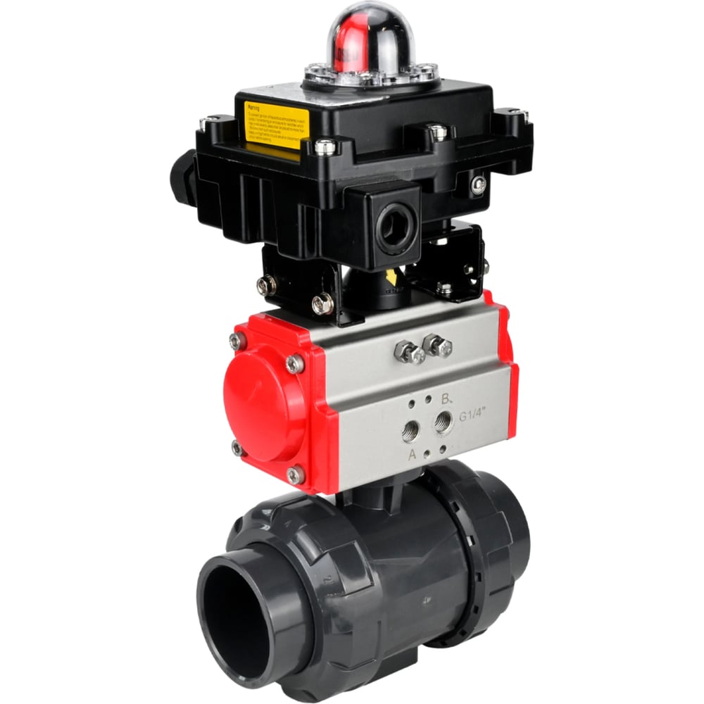 Изображение товара Кран шаровой НПВХ-НПВХ-E-FP-GRM-ISO Дн25 Ру10 пневмопривод