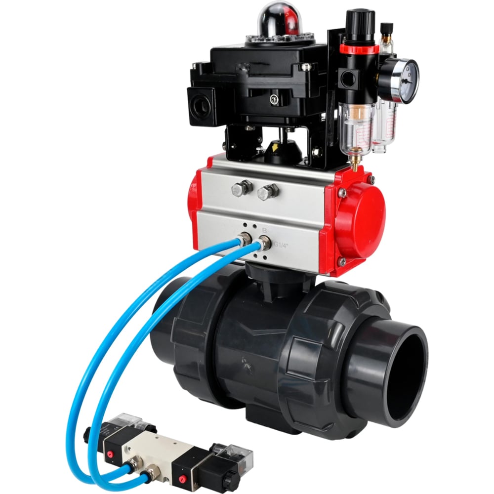 Изображение товара Кран шаровой НПВХ-НПВХ-E-FP-GRM-ISO 32 мм с пневмоприводом