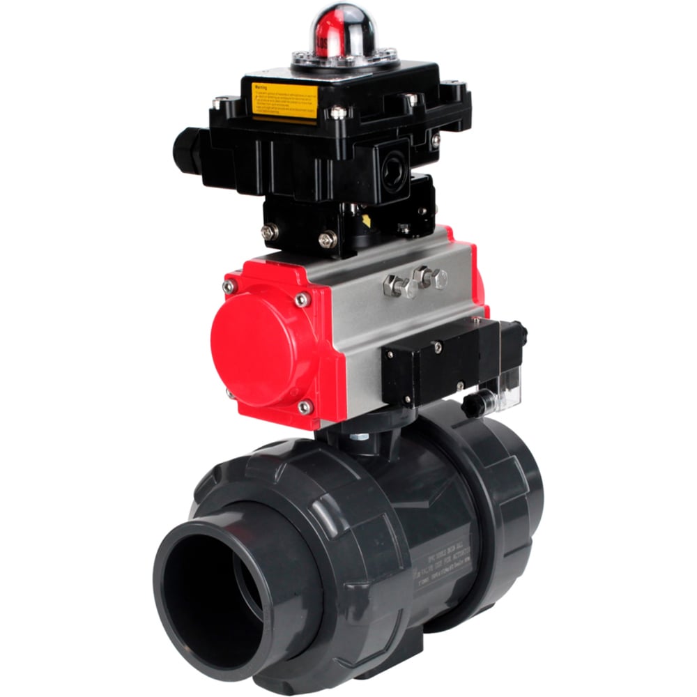 Изображение товара Кран шаровой НПВХ-НПВХ-E-FP-GRM-ISO Дн25 Ру10 с пневмоприводом