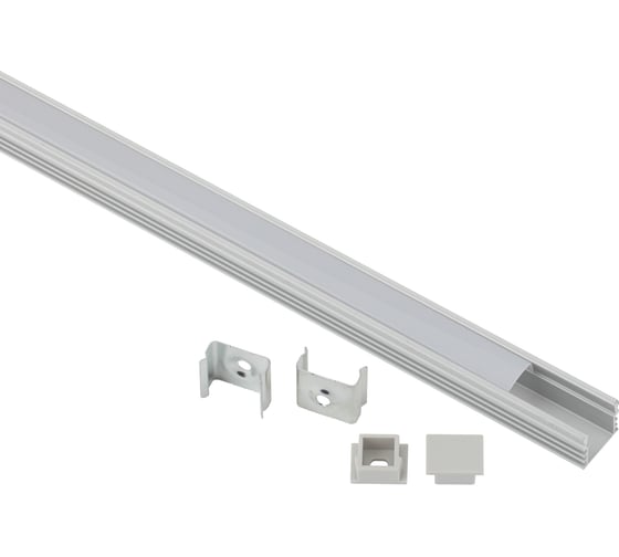 Изображение товара Комплект с накладным анодированным профилем ЭРА 16121mset10 16x12мм 1м серебристый 10 шт Б0069406