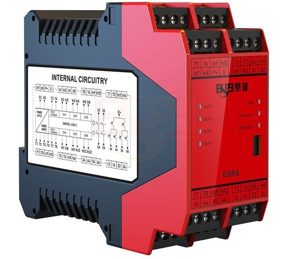 Изображение товара Реле безопасности ESPE ESRS двухканальное ввод 4 PNP выход 2НО 20-30 В SIL3 / PLe - Cat.4 08-00038334