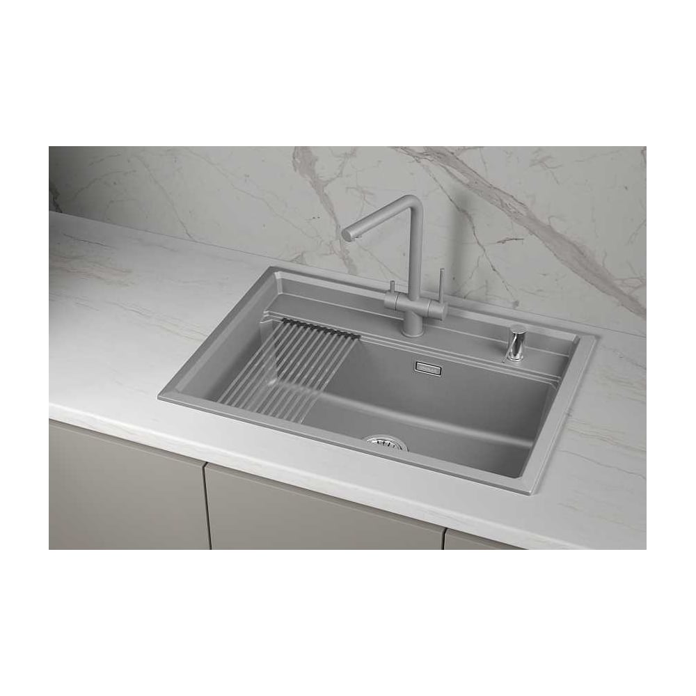 Изображение товара Кухонная мойка Granula KS кварц 7301i интегрированная матовая серый
