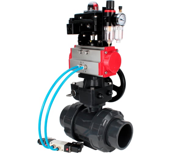 Изображение товара Кран DN.ru НПВХ-НПВХ-E-FP-GRM-ISO Дн25 Ру10, пневмопривод, пневмораспр., дублёр, БКВ, БПВ D160-67822