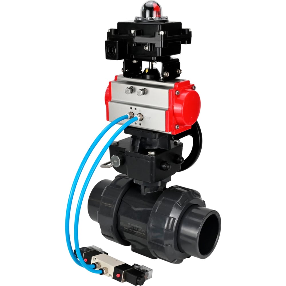 Изображение товара Кран DN.ru НПВХ-НПВХ-E-FP-GRM-ISO Дн32 Ру10 пневмопривод, резьбовой