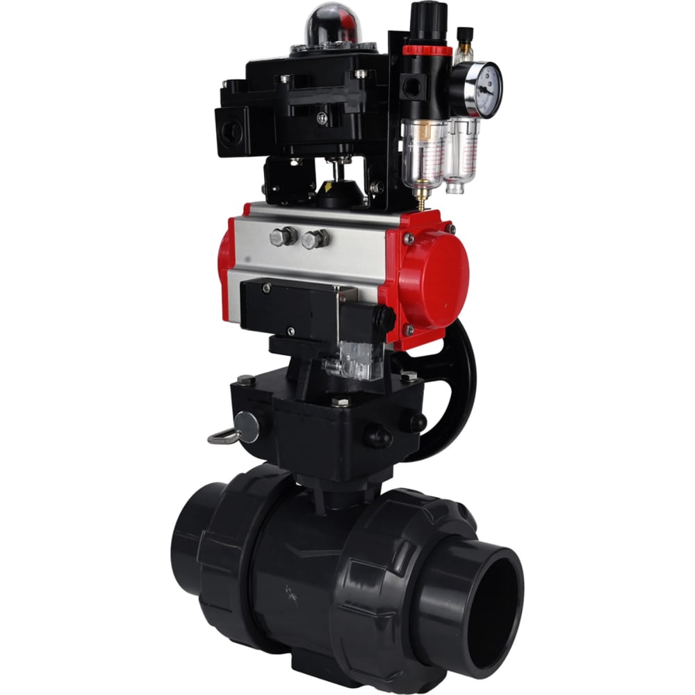 Изображение товара Кран DN.ru НПВХ-НПВХ-E-FP-GRM-ISO Дн40 Ру10 с пневмоприводом