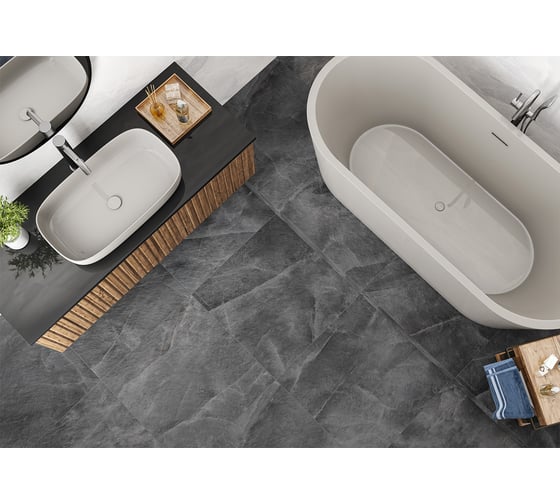 Изображение товара Керамогранит New Trend Salt Lead  матовый карвинг 600х600х9,5 1,44м2 графит D60247M