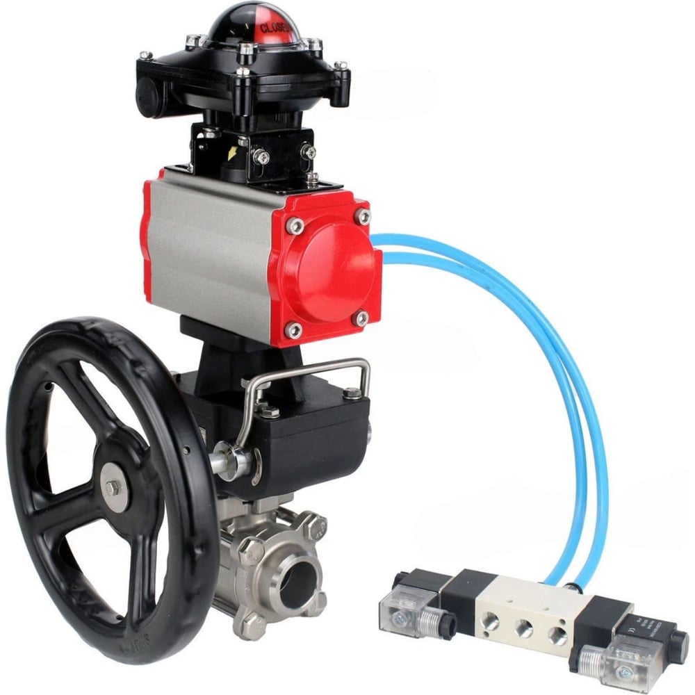 Изображение товара Кран DN.ru 316-316-PTFE-FP-W-ISO-H WDVF Ду25 Ру63 пневмопривод